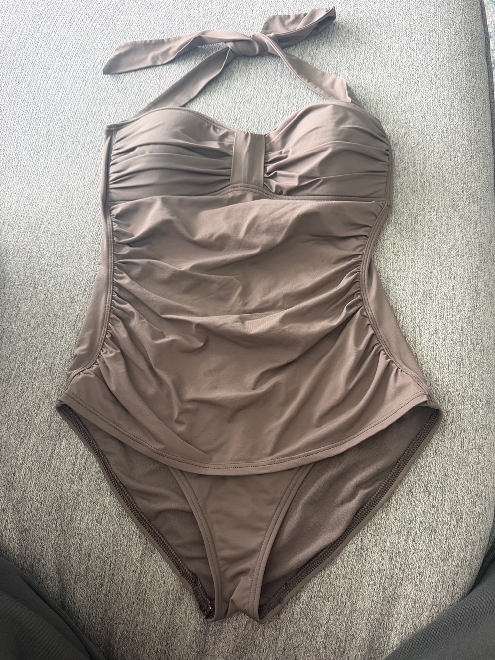 Tommy Bahama Taupe Halter One-Piece Swimsuit